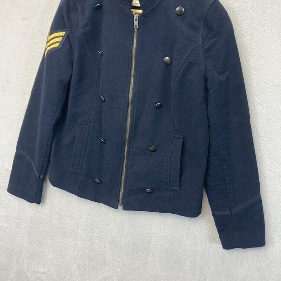 Treasure & Bond Zip Up Military Jacket Womens Medium M Navy Blue Double Breasted - Picture 10 of 16